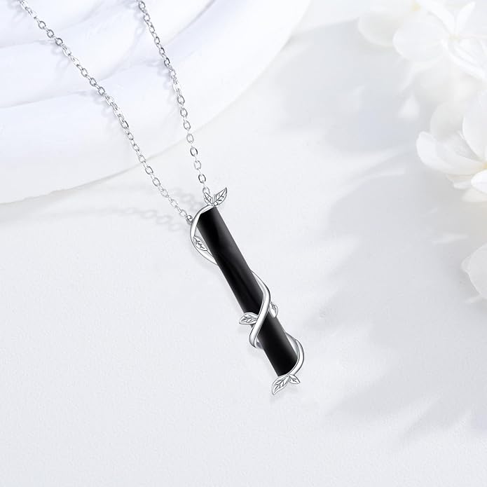 Bar Opal Leaf Necklace For Women S925 Sterling Silver White Opal Pendant with Leaf Charm Bar Pendant Jewelry Gift For Mom Daughter Wife