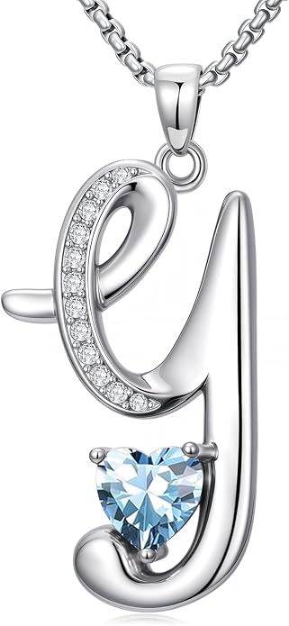 Birthday Gifts for Women Alphabet A to Z Initial Birthstone Pendant Necklaces for Women - 18k White Gold Plated Personalized Name Jewelry Anniversary Graduation Gifts for Wife Her Daughter Girlfriend(with Gift Box)