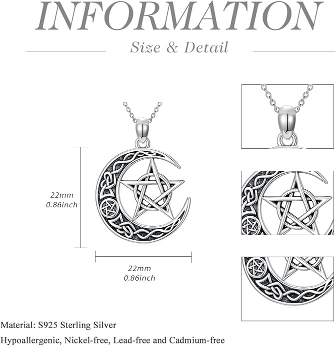 Cross/Pentagram/Tree of Life/Celtic Trinity/Anchor/Thor's Hammer/Sun/Eye of Horus Necklace Moon Pendant Mothers Day Gifts for Women