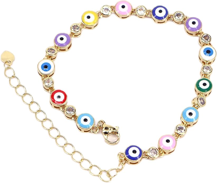 Gold Bracelets for Women Evil Eye Dainty Bracelet Adjustable Turkish Blue Pink Red Evil Eye Protection Bracelet Jewelry
