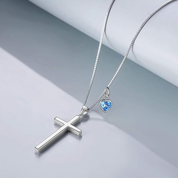 POPLYKE Cross Necklace 925 Sterling Silver Philippians 4:13 I Can Do All The Things Inspirational Necklace Gifts for Women Men 20+2''