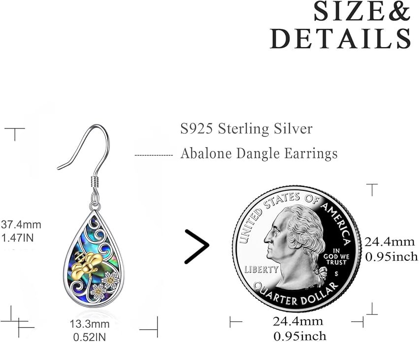 POPLYKE 925 Sterling Silver Tree of Life Dangle Earrings for Women Fashion Abalone Shell Jewelry Gifts for Mom Sister Friend Birthday