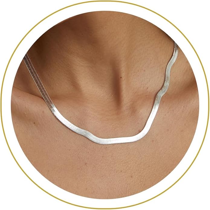 CHESKY Gold Necklace for Women-14K Plated/S925 sterling silver Snake Chain Necklace Dainty Simple Chunky Herringbone Necklace Gold Choker Necklaces Jewelry for Women Mothers Day Gifts for Mom