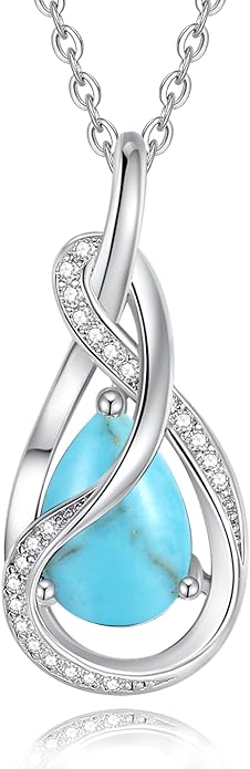 FANCIME TimelessTie Birthstone Necklace for Women White Gold Plated Sterling Silver Ribbon Design Jewelry Knot Pendant Fine Jewelry Gemstone Anniversary Birthday Graduation Mothers Day Gifts for Women Wife Mother Her
