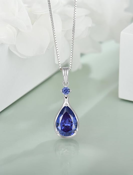 Birthstone Necklace for Women Teardrop Necklace S925 Sterling Silver Infinity Love Pendant for Mom Women