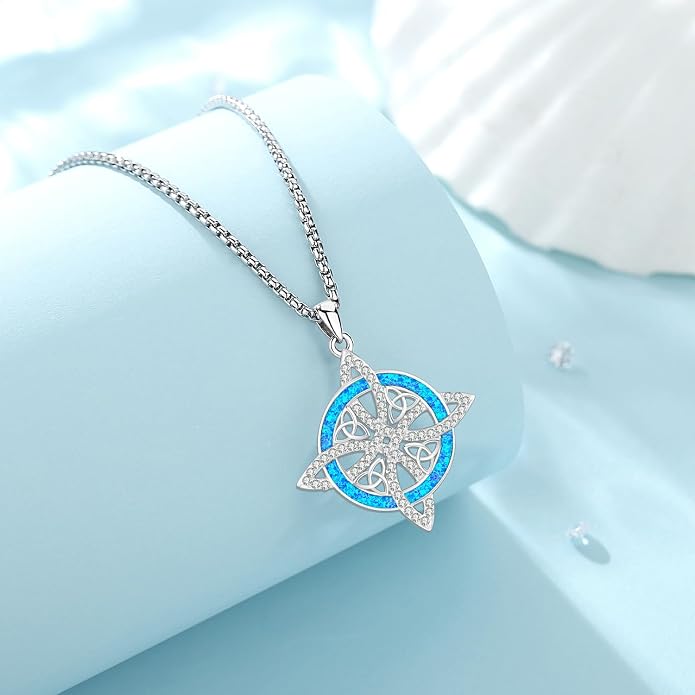 Pentagram/Celtic Knot/Witches Knot/Santa Muerte/Triple Moon Goddess/Baphomet/Hecate Necklace Sterling Silver Magic Wiccan Amulet Pagan Jewelry for Women Men