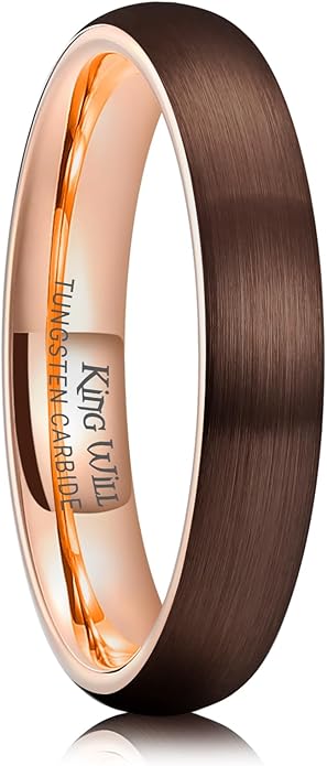 King Will Wedding Band for Men Women, 2/4/6/7/8mm Domed Matte Brushed Tungsten Carbide Rings, Solid/Dual Color Engagement Rings, Comfort Fit