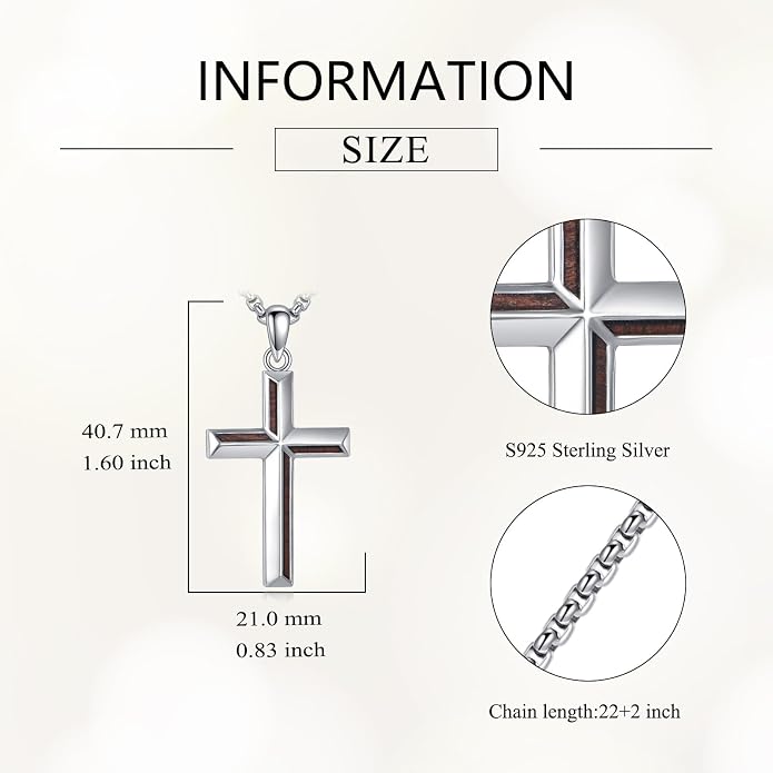 Cross Necklace 925 Sterling Silver Cross Faith Pendant Christian Jewelry Gifts for Women Men