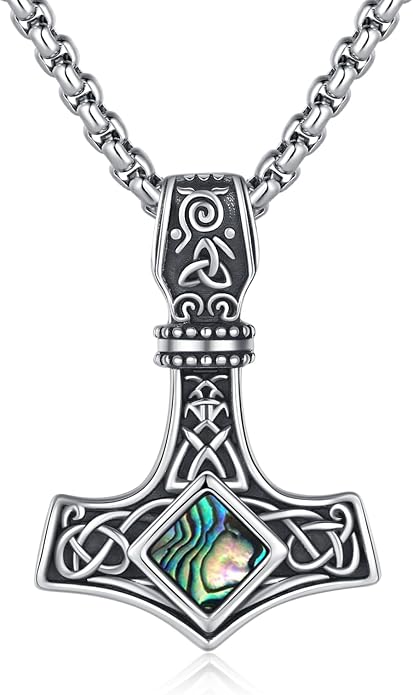 925 Sterling Silver Viking Norse Mjolnir Thor Hammer Pendant Amulet Necklaces with Gifts Box