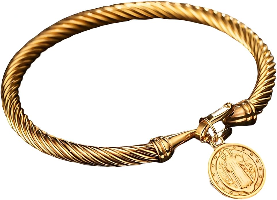 14K Gold Filled San Benito Bracelet For Women And Men, Saint Benedict Medal Bracelet Adjustable String Bracelets Religious, Pulseras De San Benito, Rosario De San Benito