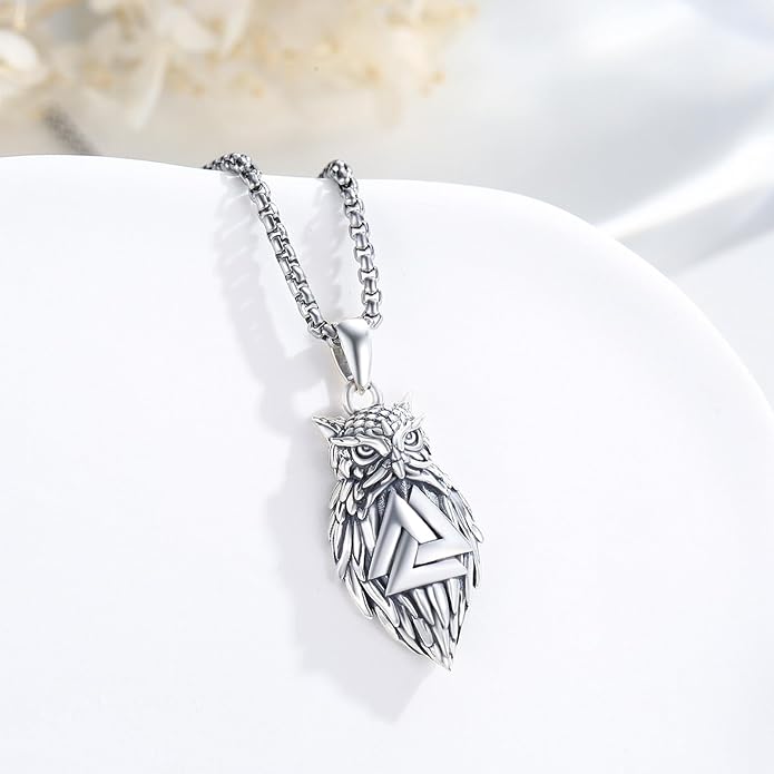 Viking Necklace for Men 925 Sterling Silver Rune Amulet Pendant Nordic Necklace Viking Jewelry Gift for Father Husband Son
