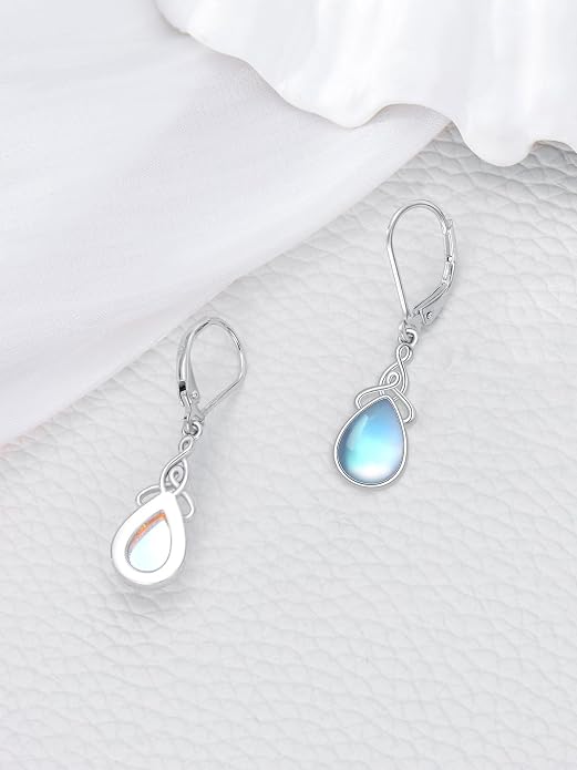 Dorunmo Moonstone Dangle Drop Earrings s925 Sterling Silver Leverback Earrings Filigree Moonstone Jewelry Birthday Gifts for Women