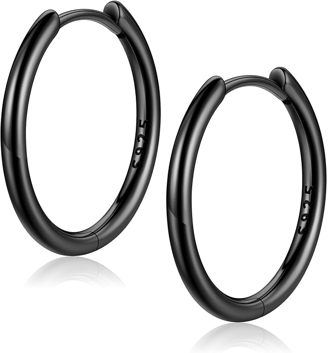 FaithHeart 925 Sterling Silver Huggie Hoop Earrings, Small Hoop Earring for Women, Silver/14K Gold/Black/Rose Gold Hypoallergenic Cartilage Earrings for Women 8/10/12/14/16/18/20mm
