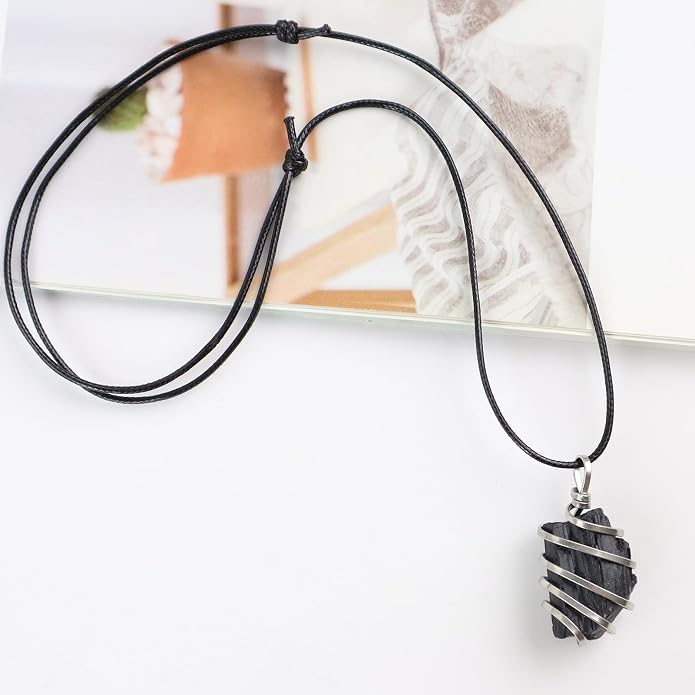 Natural Gemstone Pendant Necklace For Men & Women Spiritual Jewelry Wire Wrapped Gemstone Chakra Necklaces Real Stones For Him & Her