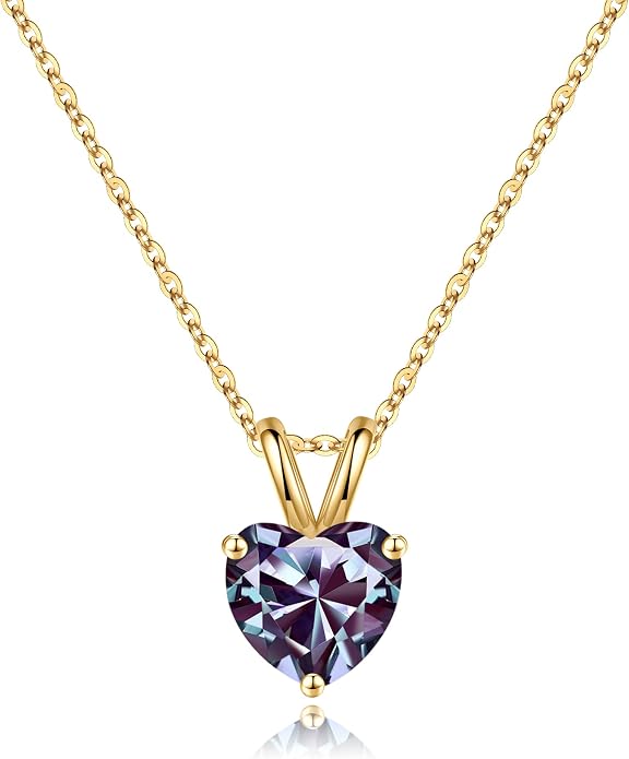 SMILEST Dainty Heart Birthstone Necklace for Women, 925 Sterling Silver Necklace Sparkling Heart Pendant, Anniversary Birthday Gifts for Women Mom Wife Daughter Girlfriend Grandma