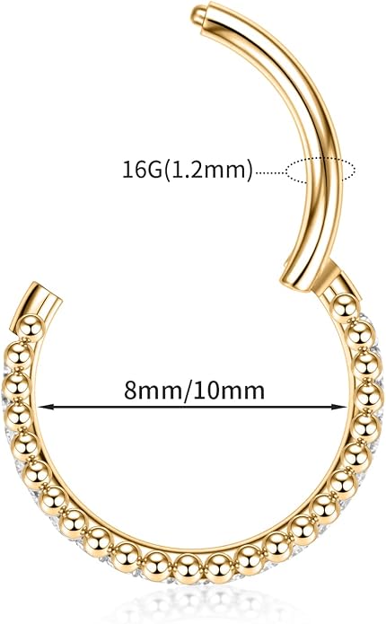 316L Surgical Steel Septum Clicker Ring Nose Ring Hoop Sleeper Hoop Earring Helix Rook Conch Cartilage Daith Tragus Earrings Lobe Nose Piercing Jewelry for Women