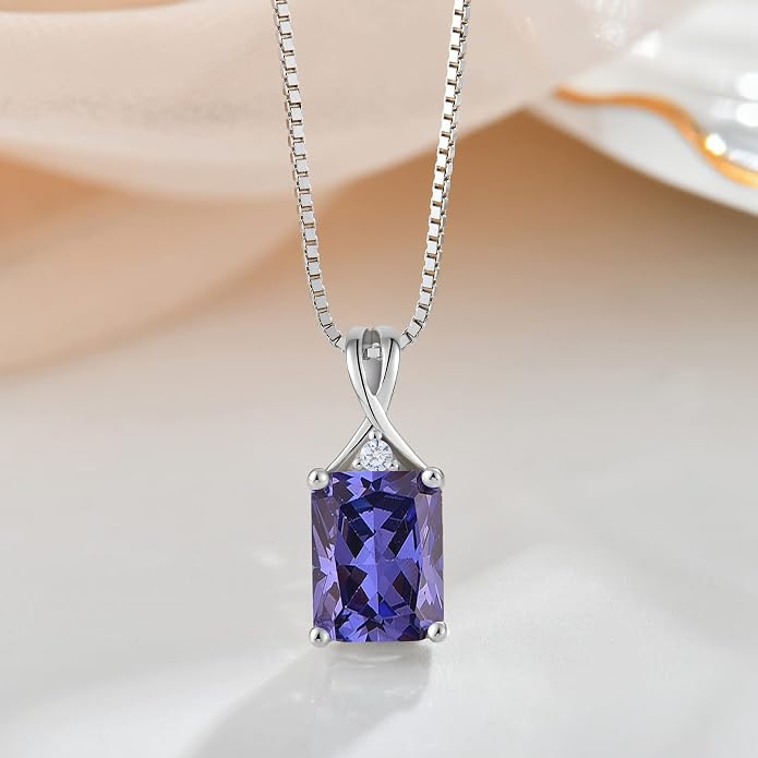 Fahonie 925 Sterling Silver Birthstone Necklace Jewelry Gift for Women Sister Wife Girlfriend Her