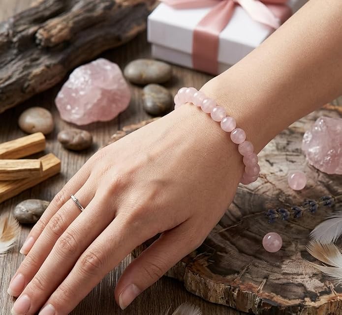 Natural Gemstone Bead Bracelet for Women – Healing Crystal Reiki Bracelet, Handmade Spiritual Protection Jewelry, Energy Stone Stretch Bracelet Gift for Women & Girls