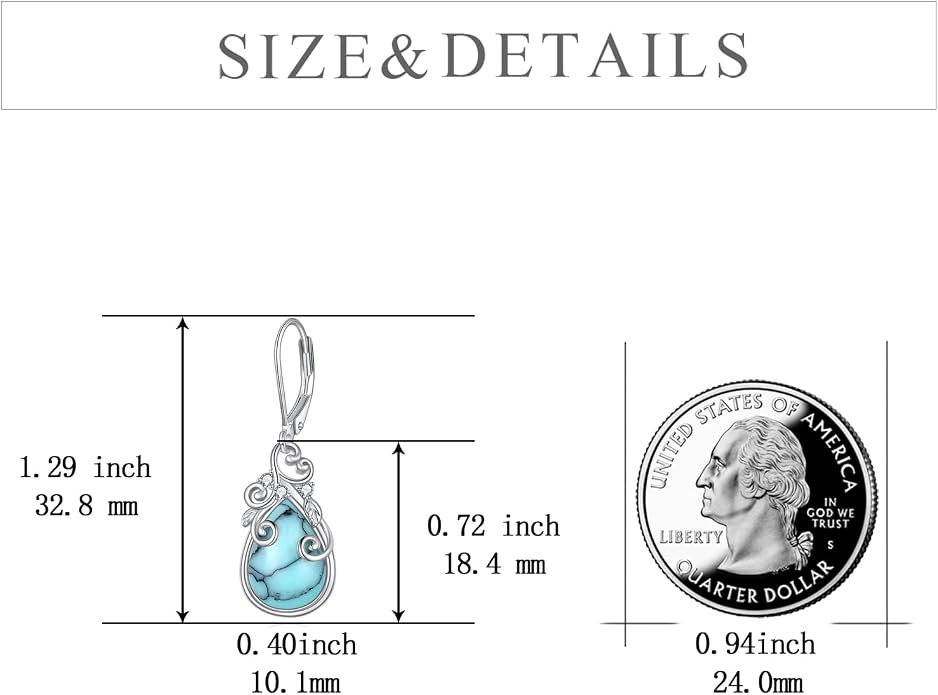 POPLYKE Celtic Filigree Teardrop Drop Dangle Earrings Sterling Silver Leverback Earrings Jewelry for Women