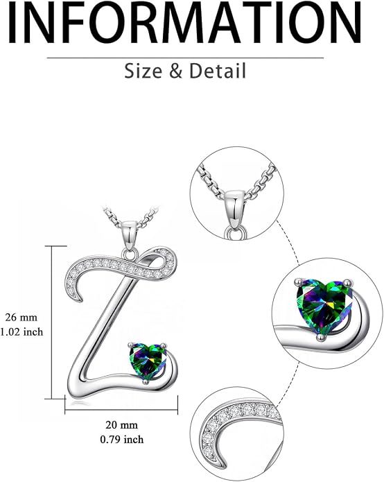 Birthday Gifts for Women Alphabet A to Z Initial Birthstone Pendant Necklaces for Women - 18k White Gold Plated Personalized Name Jewelry Anniversary Graduation Gifts for Wife Her Daughter Girlfriend(with Gift Box)