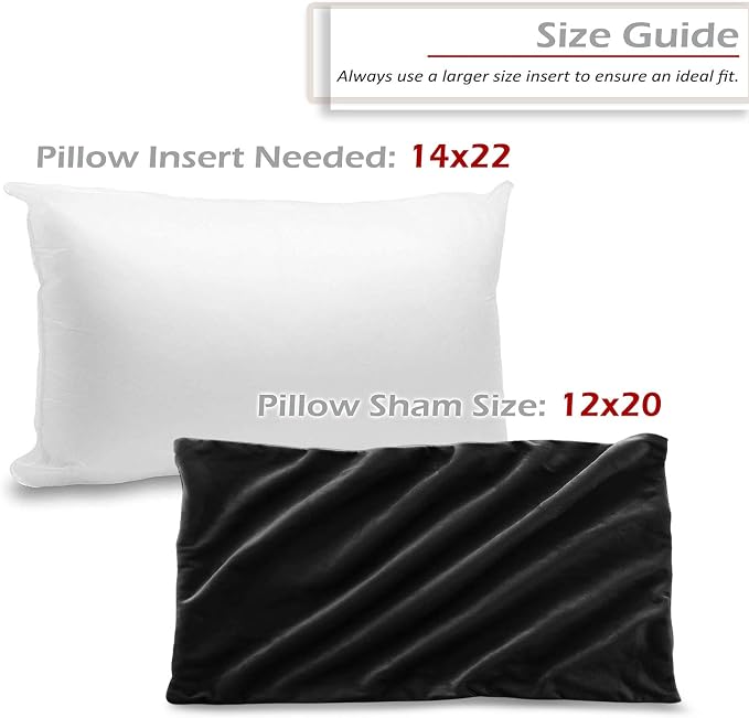 Nestl Throw Pillow Covers, Cozy Velvet Decorative Pillow Covers 12 x 20 Inches, Soft Solid Couch Pillow Covers for Sofa, Bed and Car, Set of 2 - Black
