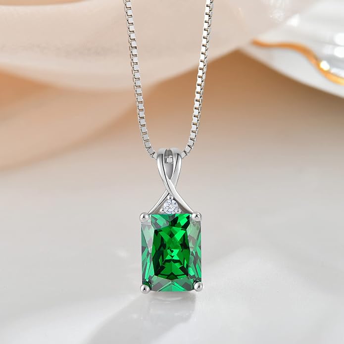 Fahonie 925 Sterling Silver Birthstone Necklace Jewelry Gift for Women Sister Wife Girlfriend Her