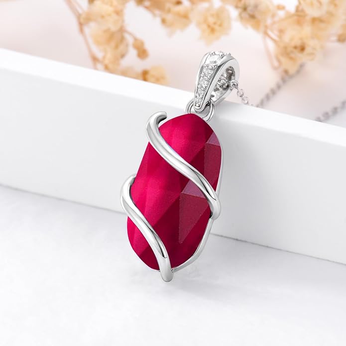 HPQQ Necklace for Women 925 Sterling Silver Dainty Gemstone Pendant Fine Jewelry Birthday Mothers Day Gifts for Mom Wife Her