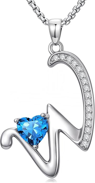 Birthday Gifts for Women Alphabet A to Z Initial Birthstone Pendant Necklaces for Women - 18k White Gold Plated Personalized Name Jewelry Anniversary Graduation Gifts for Wife Her Daughter Girlfriend(with Gift Box)