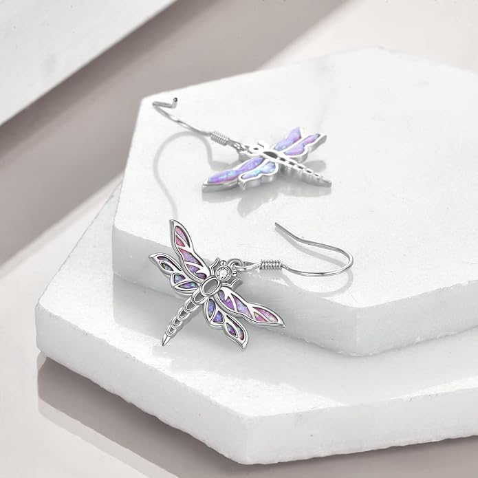 Butterflygold/Cat/dog/Dragonfly/Orca/Bee/Amber/Axolotl/Toothless/Hedgehog/Dragon/Snake/Horse/Mushroom/Anime/Dragonfly Earring for Women Sterling Silver Animals Drop Earring Jewelry Hypoallergenic (silver-butterfly)