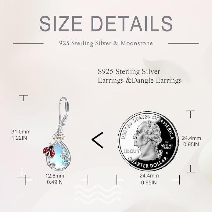 AOBOCO Teardrop Dangle Earrings for Women 925 Sterling Silver Moonstone Flower Filigree Leverback Jewelry Birthday