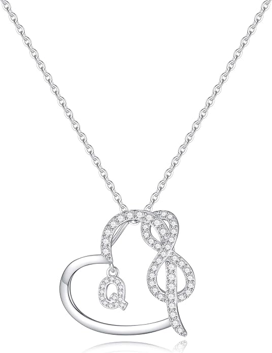 Infinity Heart Necklaces for Women, S925 Sterling Silver Initial Necklace Womens Jewelry Mothers Day Gifts Girls Valentines Gifts for Her Christmas Birthday Gifts for Women Mom Wife Girlfriend