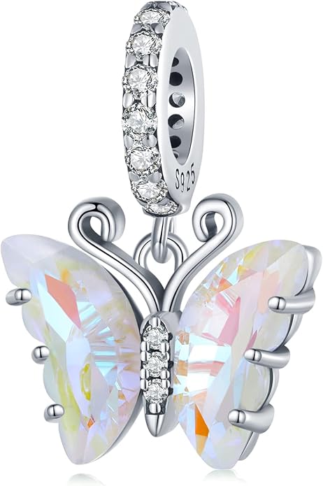 NINGAN 925 Sterling Silver Charm Golden Love Charm Buckle Safety Chain Travel Bead Firefly Dragonfly Pendant, Suitable for Women Bracelet and Necklace as Gift from Mom and Friends