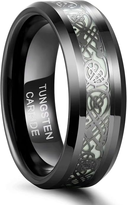 Frank S.Burton 6mm 8mm Celtic Tungsten Rings for Men Women Dragon Design Tungsten Carbide Wedding Band Comfort Fit Size 4-13