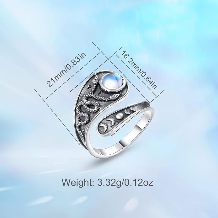 Vito 925 Sterling Silver Adjustable Open Spoon Ring for Women Men, Lotus Sunflower Snake Spoon Band Rings Feather Hug Witches Knot Inspirational Jewelry Gift for Wife