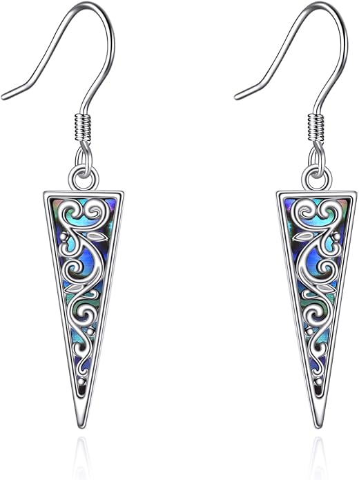 Abalone Shell Dangle Drop Earrings for Women 925 Sterling Silver Filigree Bohemian Earrings Jewelry Gift