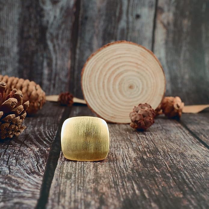 Mytys Statement Chunky Ring Square Gold Plated, Minimalist Modern Geometric Dome Fashion Rings for Women, Trendy Oversized Band Ring Jewelry Gift