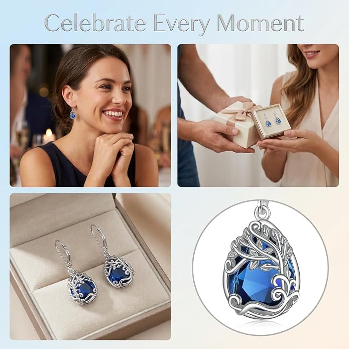 Teardrop Tree of Life/Filigree Earrings for Women Dangle Leverback Earrings Jewelry Gift Anniversary For Her
