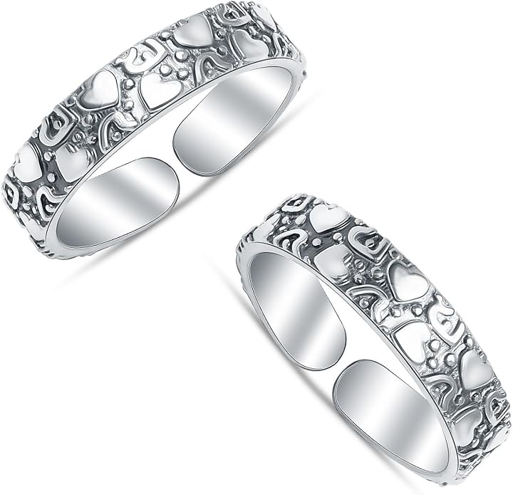 LeCalla 925 Sterling Silver Toe Ring for Women | Minimalistic Adjustable Pair of Toe-Rings | Mid Finger Bichhiya | Indian Toe Rings | Summer Beach Bare Foot Foot Jewelry