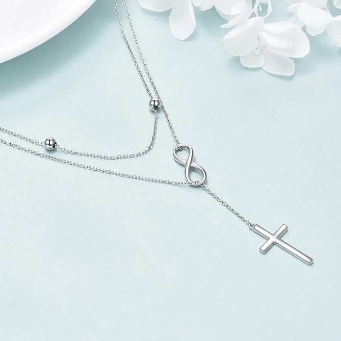 MONGAS Tree of Life/Infinity Cross/Lock and Key/Lotus/Hamsa/Horse/Strawberry/Opal/Lariat/Dragonfly/Heart/Violin Layered Necklace Sterling Silver for Women