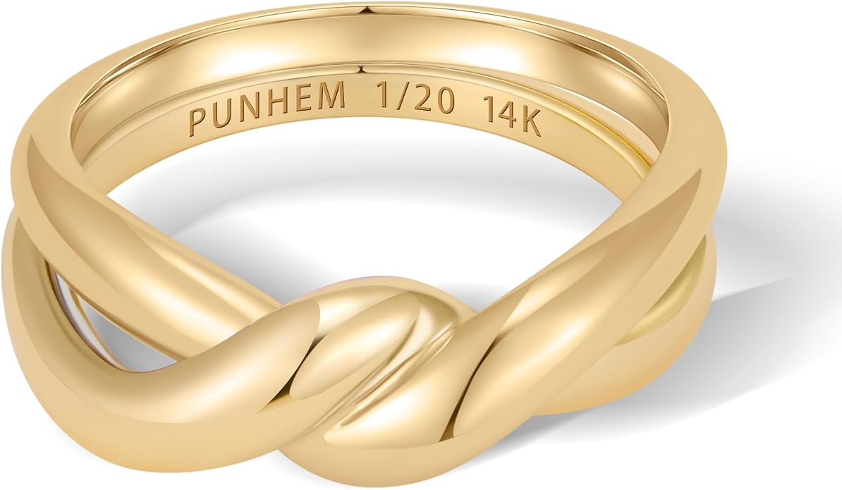 Gold Cross Statement Rings for Women 14K Gold Silver Tone Non Tarnish Cute Band High Polished Smooth Comfort Fit Size 5-10