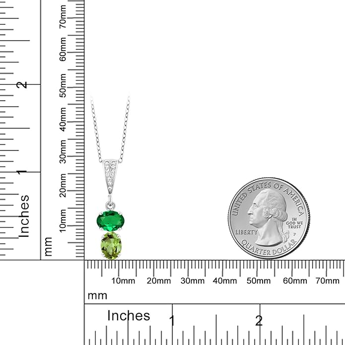 Gem Stone King 2-Stone Gemstone Birthstone Pendant Necklace for Women in 925 Sterling Silver | Oval 8x6MM | 18 Inch Silver Chain | Fine Jewelry for Her Mom Wife