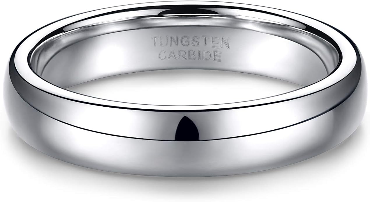 TRUMIUM 2mm 4mm 6mm 8mm Tungsten Wedding Band Ring for Men Women Silver/Rose Gold Plated/Rainbow/Gold Plated Domed High Polish Engagement Promise Rings Comfort Fit 4-15