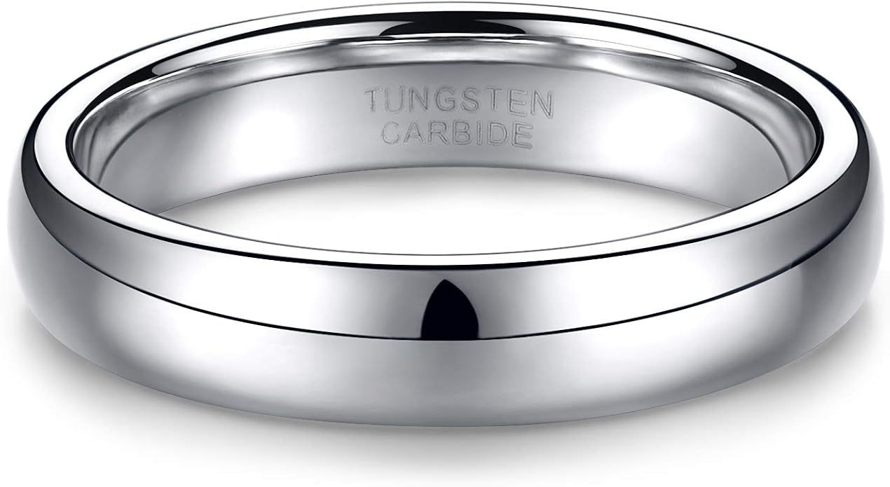 TRUMIUM 2mm 4mm 6mm 8mm Tungsten Wedding Band Ring for Men Women Silver/Rose Gold Plated/Rainbow/Gold Plated Domed High Polish Engagement Promise Rings Comfort Fit 4-15