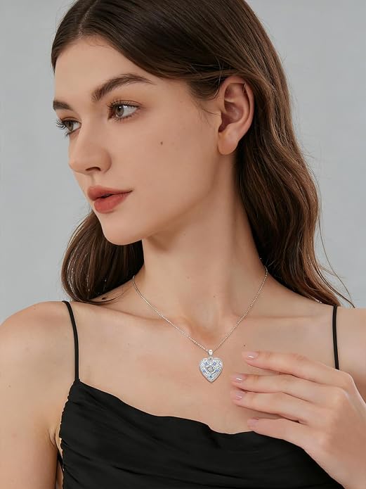 Dorunmo Personalized Locket Necklace 925 Sterling Silver that Holds Pictures Butterfly Birthstone Photo Heart Locket Custom Jewelry Congratulations New Beginnings New Job Gifts for Women
