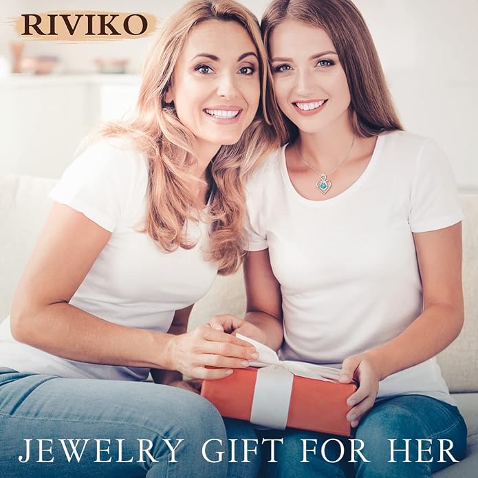 RIVIKO Infinity Heart Symbol Necklace for Women 925 Sterling Silver Love Heart Pendant Mothers Day Anniversary Birthday Christmas Jewelry Gifts for Women Mom Wife Sister Her Friends
