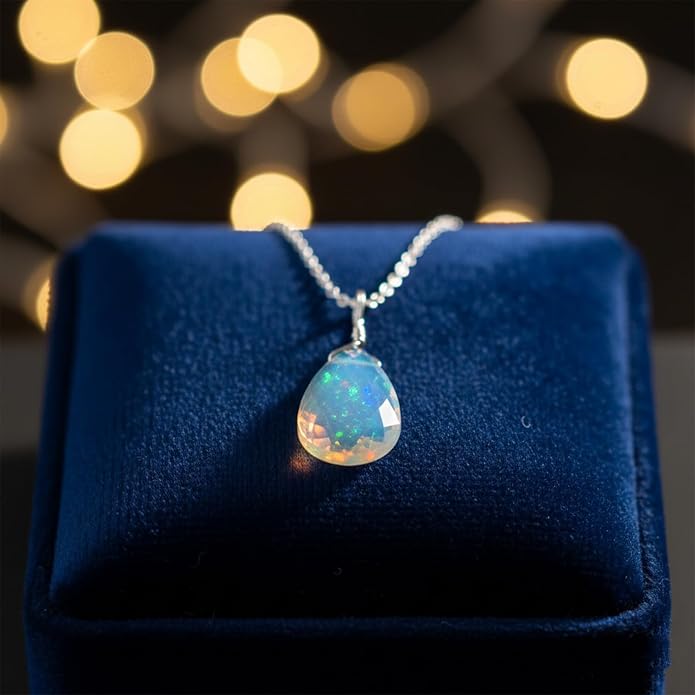 Raw Gemstone Dainty Pendant Necklace for Women, Trendy Healing Chakra Crystal, Birthstone Handmade 925 Sterling Silver Adjustable 18 inch Chain Jewelry, Birthday Gifts