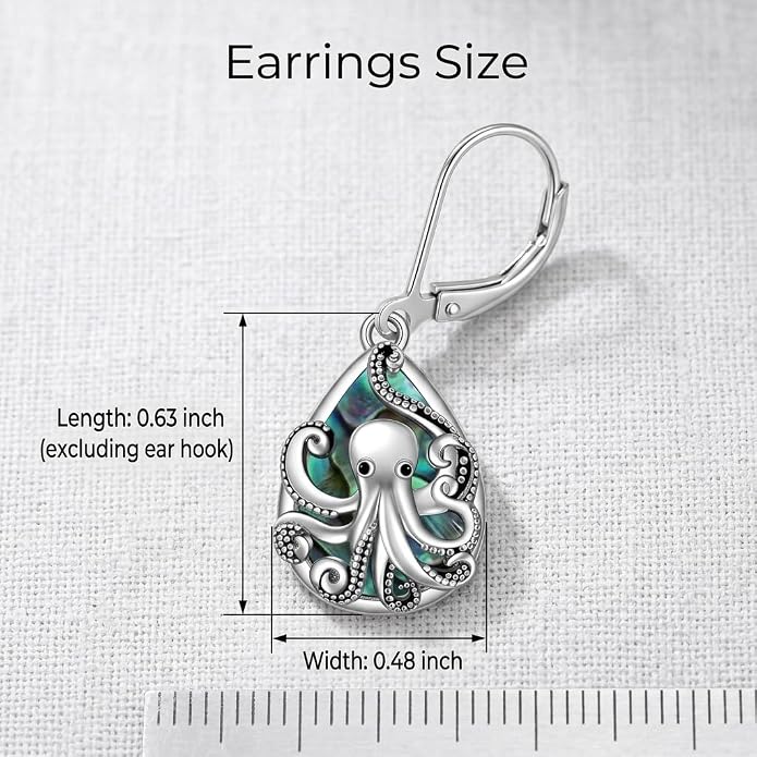 Octopus Earrings for Women Octopus Tentacle Earrings Sterling Silver Ocean Kraken Sea Animal Drop Dangle Jewelry Gift