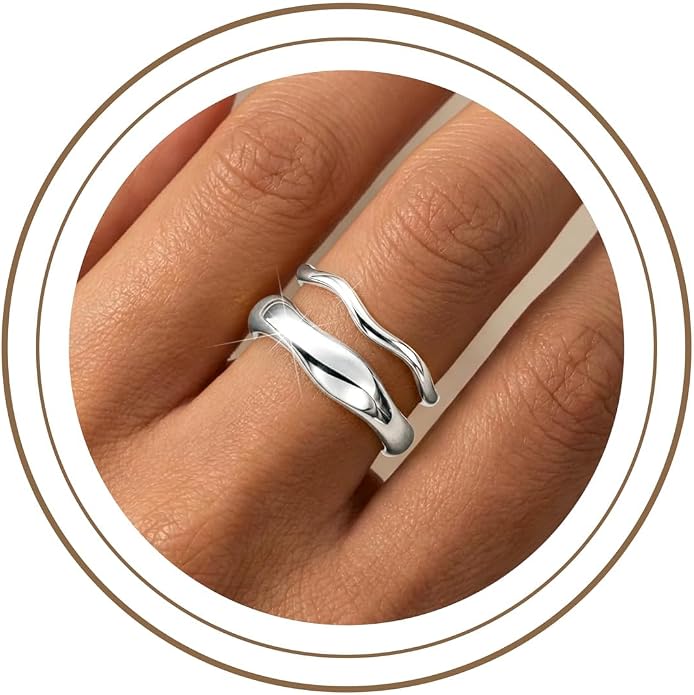 Gold Rings for Women Men Non Tarnish, Waterproof Chunky 14K Gold Plated Dainty Stackable Rings Trendy Statement Pinky Thumb Rings Engagement Eternity Wedding Band Ring Stacking Gold Jewelry Size 3 4 5 6 7 8 9 10 11