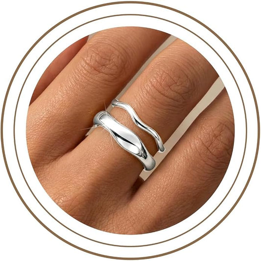 Gold Rings for Women Men Non Tarnish, Waterproof Chunky 14K Gold Plated Dainty Stackable Rings Trendy Statement Pinky Thumb Rings Engagement Eternity Wedding Band Ring Stacking Gold Jewelry Size 3 4 5 6 7 8 9 10 11