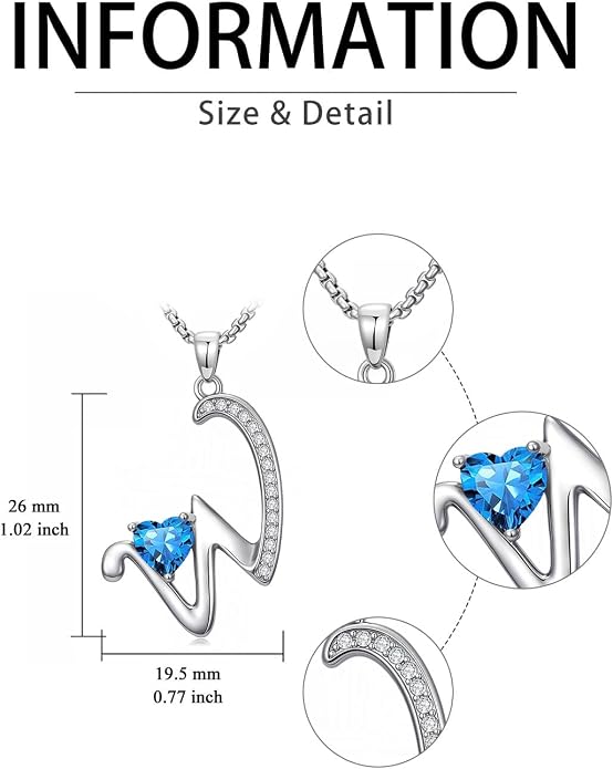 Birthday Gifts for Women Alphabet A to Z Initial Birthstone Pendant Necklaces for Women - 18k White Gold Plated Personalized Name Jewelry Anniversary Graduation Gifts for Wife Her Daughter Girlfriend(with Gift Box)